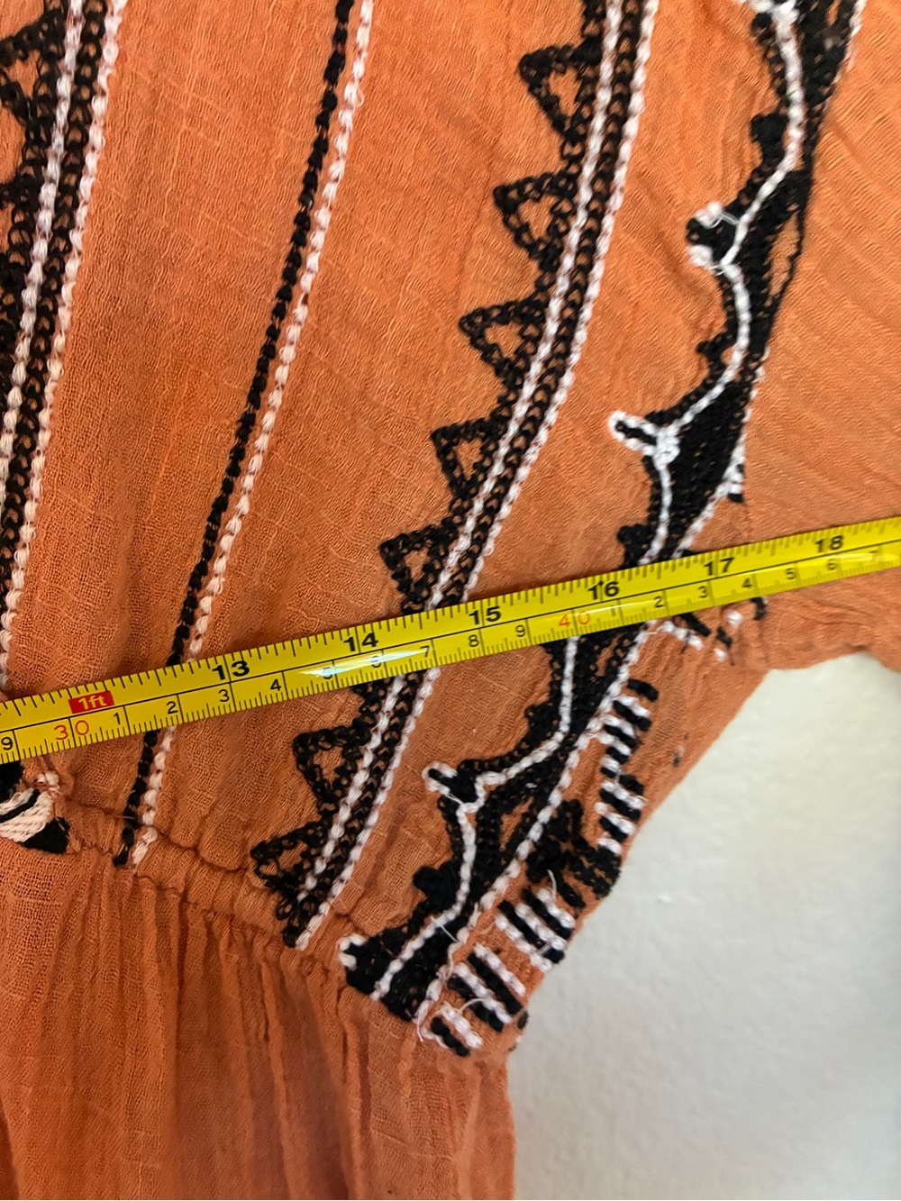 Free People Revolve Saffron Embroidered Tunic in Terracotta Boho Peasant Tunic - Picture 12 of 14